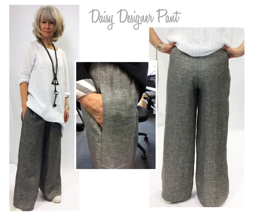 Daisy Designer Pant Sewing Pattern By Style Arc - Wide-leg pull-on pant with patch pockets