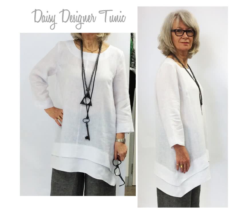 Daisy Designer Tunic Sewing Pattern By Style Arc - Interesting tunic top fabulous angled hems and side pockets