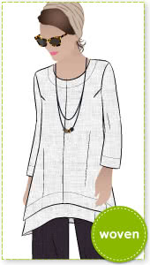 Daisy Designer Tunic Sewing Pattern By Style Arc - Interesting tunic top fabulous angled hems and side pockets