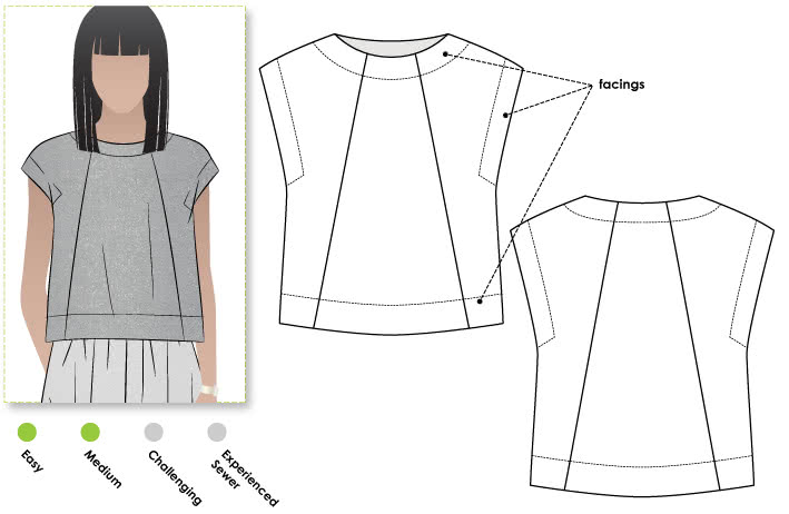 Ethel Designer Top Sewing Pattern By Style Arc - New square shaped designer top