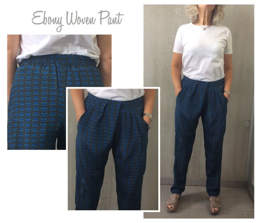 Ebony Woven Pant Sewing Pattern By Style Arc - Stylish pleated pull on pant