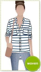 Elsie Woven Overshirt Sewing Pattern By Style Arc - Fabulous over shirt with the fashionable “reverse revere”