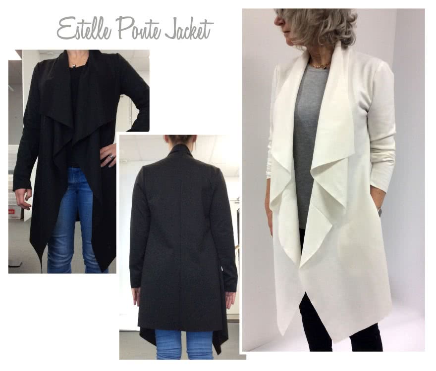Estelle Ponte Jacket Sewing Pattern By Style Arc - Knee length jacket with waterfall collar