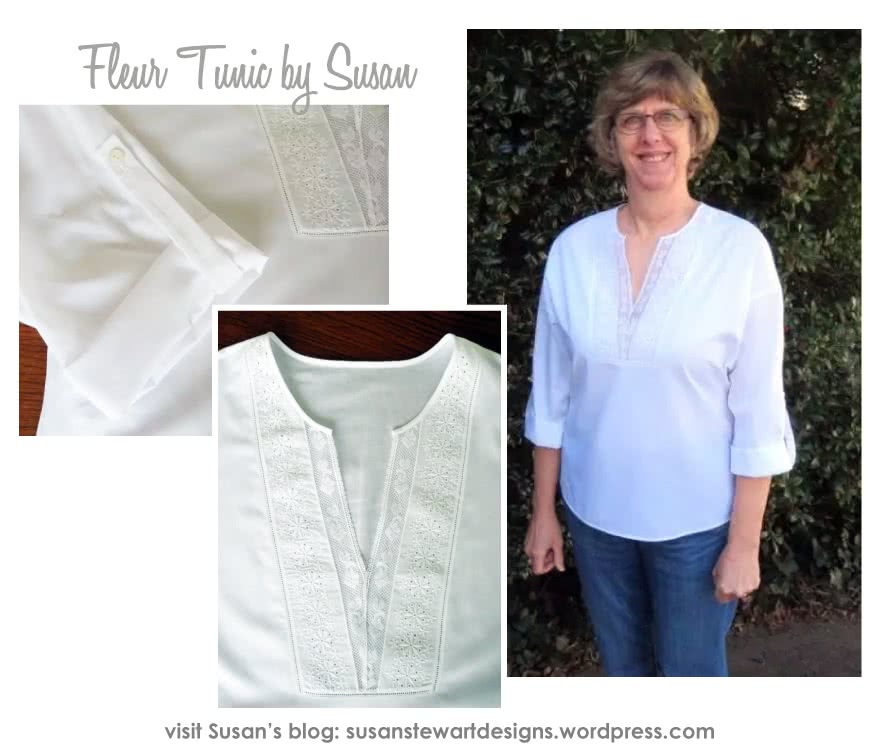 Fleur Tunic Sewing Pattern By Susan And Style Arc - Tunic top with inserted yoke and fashionably deep armhole