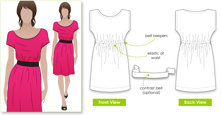 Kirsty Dress Sewing Pattern By Style Arc - Great easy slip on dress with elastic waist