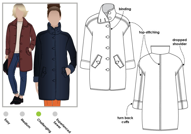 Grace Trans-Seasonal Coat Sewing Pattern – Casual Patterns – Style Arc