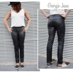 Georgie Jeans + Leather Look Coated Black Bengaline Sewing Pattern Fabric Bundle By Style Arc