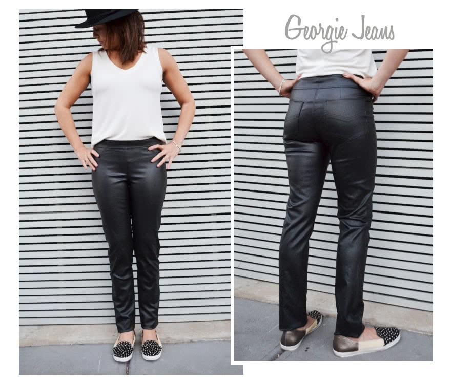 Georgie Stretch Woven Jean Sewing Pattern By Style Arc - Pull on woven stretch pant with wide waistband and the perfect leg shape.