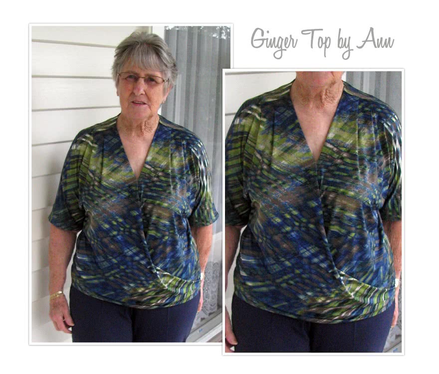 Ginger Top Sewing Pattern By Ann And Style Arc - Front drape crossover top with all in one sleeve