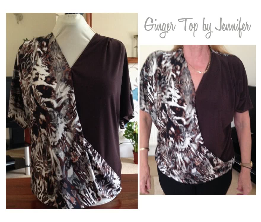 Ginger Top Sewing Pattern By Jennifer And Style Arc - Front drape crossover top with all in one sleeve