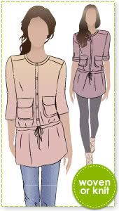 Ginnie Tunic Sewing Pattern By Style Arc - Tunic Top featuring pockets & drawstring