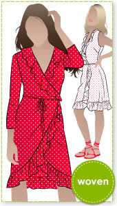 Giselle Dress Sewing Pattern By Style Arc - Feminine wrap dress with ruffles