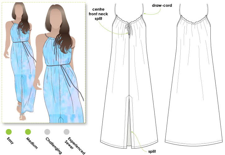 Holiday Maxi Cover Up Sewing Pattern By Style Arc - Keyhole maxi cover up