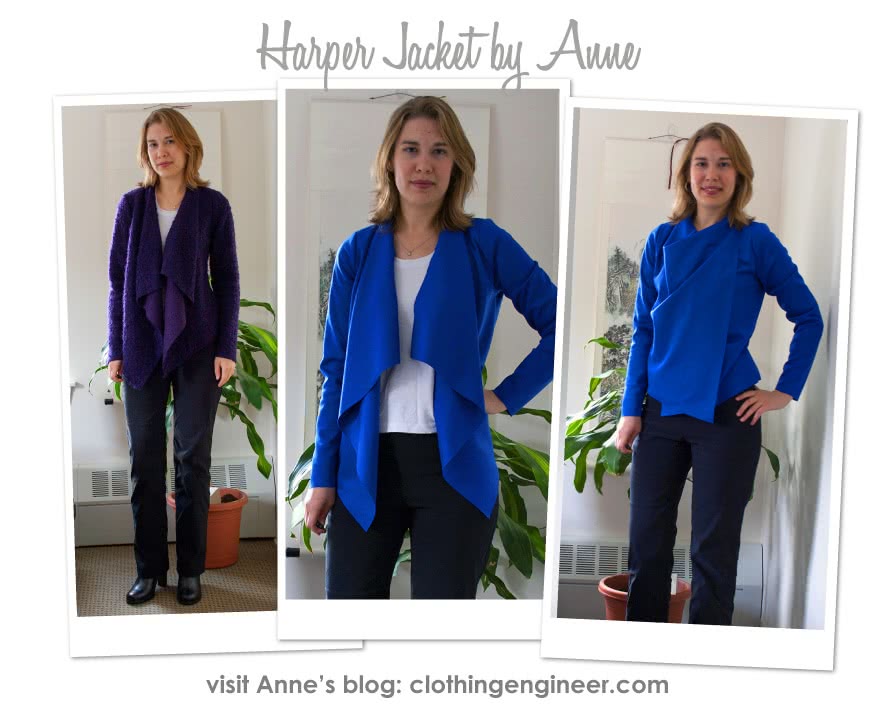 Harper Jacket Sewing Pattern By Anne And Style Arc - Easy, throw on waterfall jacket