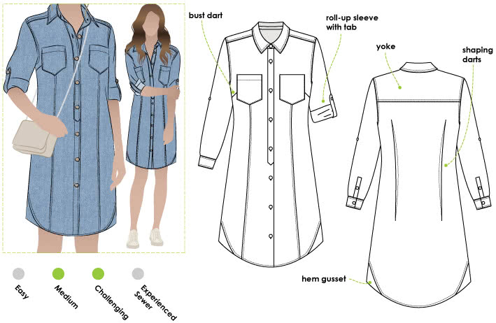 Italia Shirt Dress Sewing Pattern PDF PDF Dress Sewing Italia Shirt Dress Sewing Pattern PDF PDF Dress Sewing