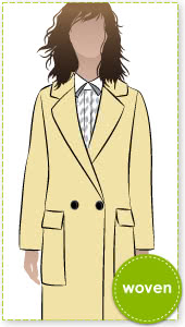 Ingrid Coat Sewing Pattern By Style Arc - Elegant fully lined double breasted coat