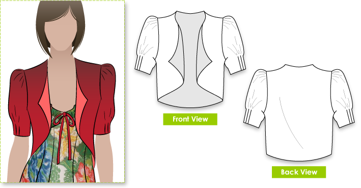 Rosa Jacket Sewing Pattern By Style Arc - Throw over bolero jacket