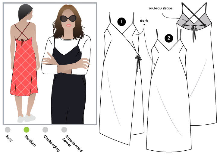Juno Slip Dress Sewing Pattern By Style Arc - Fashionable wrap dress or slip dress, the choice is yours