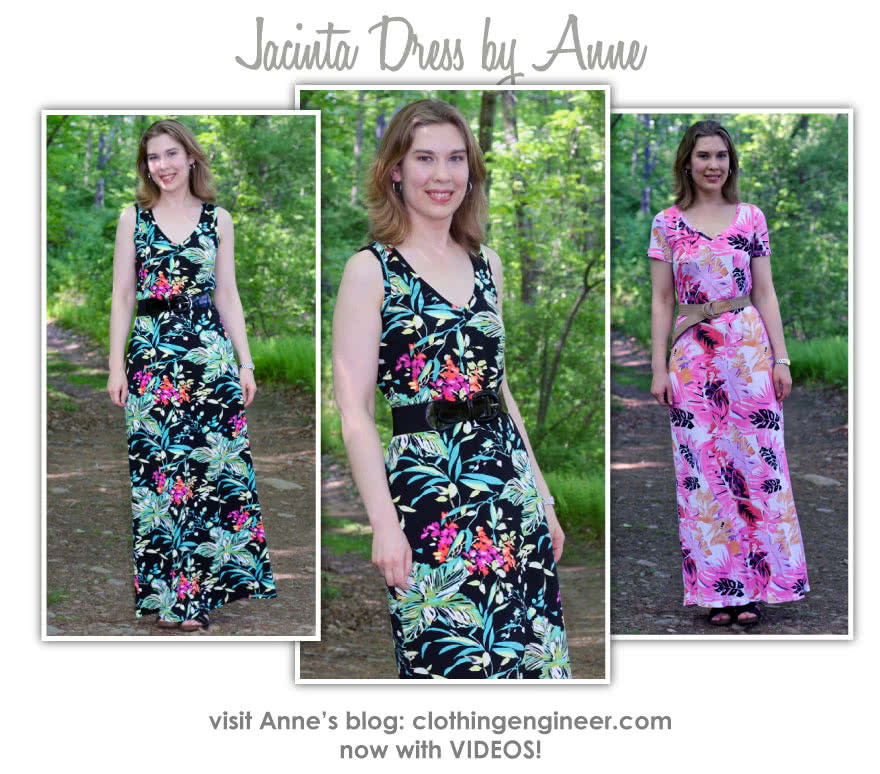 Jacinta Knit Dress Sewing Pattern By Anne And Style Arc - Maxi length dress with V-neck