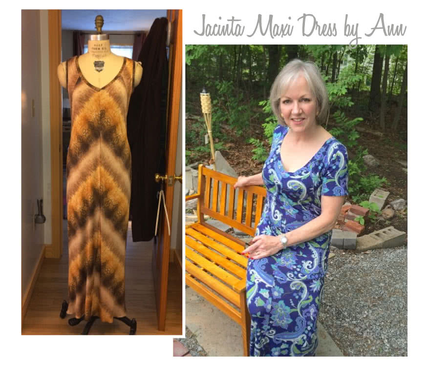 Jacinta Knit Dress Sewing Pattern By Ann And Style Arc - Maxi length dress with V-neck