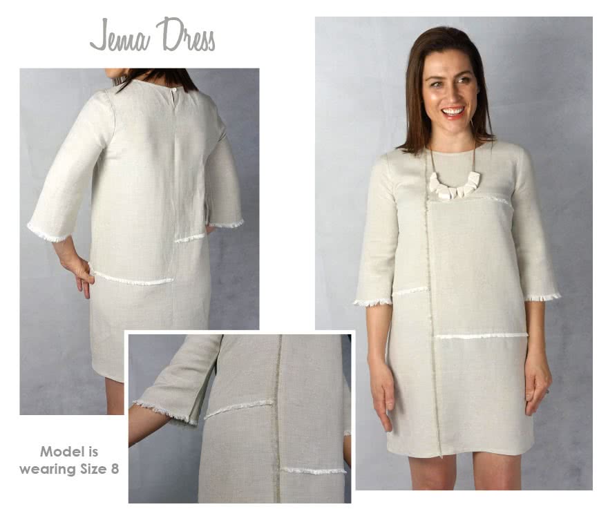 Jema Panel Dress Sewing Pattern By Style Arc - Panelled shift dress with on trend bell sleeves.