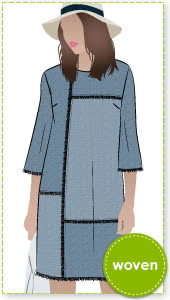 Jema Panel Dress Sewing Pattern By Style Arc - Panelled shift dress with on trend bell sleeves.