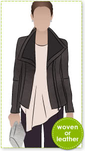 Jett Biker Jacket Sewing Pattern By Style Arc - Biker jacket style with front concealed zip & fabulous exaggerated collar