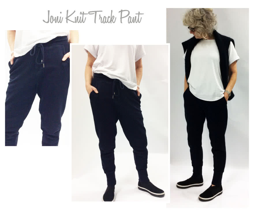 Joni Knit Track Pant Sewing Pattern By Style Arc - Stylish track pant with slight dropped crotch and curved leg seam