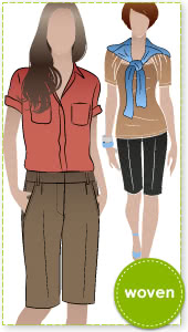 Karen Walk Short Sewing Pattern By Style Arc - Great long line woven short