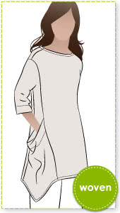 Kaye Tunic Sewing Pattern By Style Arc - A long line tunic top with a unique symmetrical hemline that creates a flattering draped effect