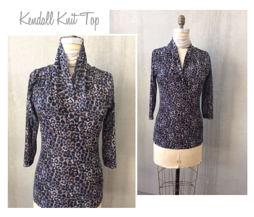 Kendall Knit Top Sewing Pattern By Style Arc - Cross-over shawl collar top with 7/8 length sleeves