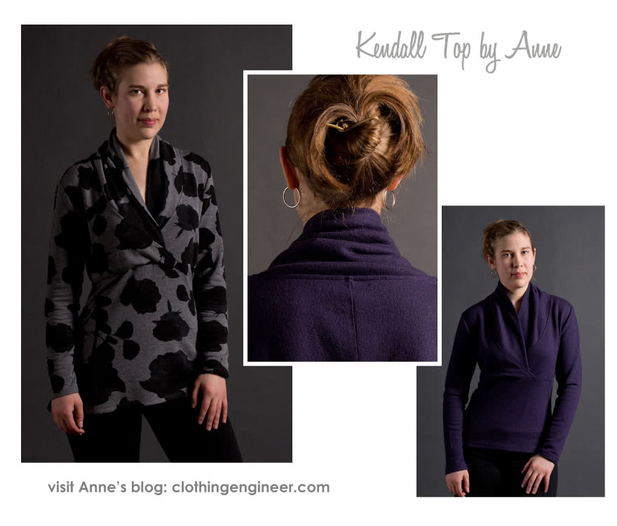 Kendall Knit Top Sewing Pattern By Anne And Style Arc - Cross-over shawl collar top with 7/8 length sleeves