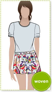 Kitty Shorts Sewing Pattern By Style Arc - Flip short with waistband, front tucks and side pockets