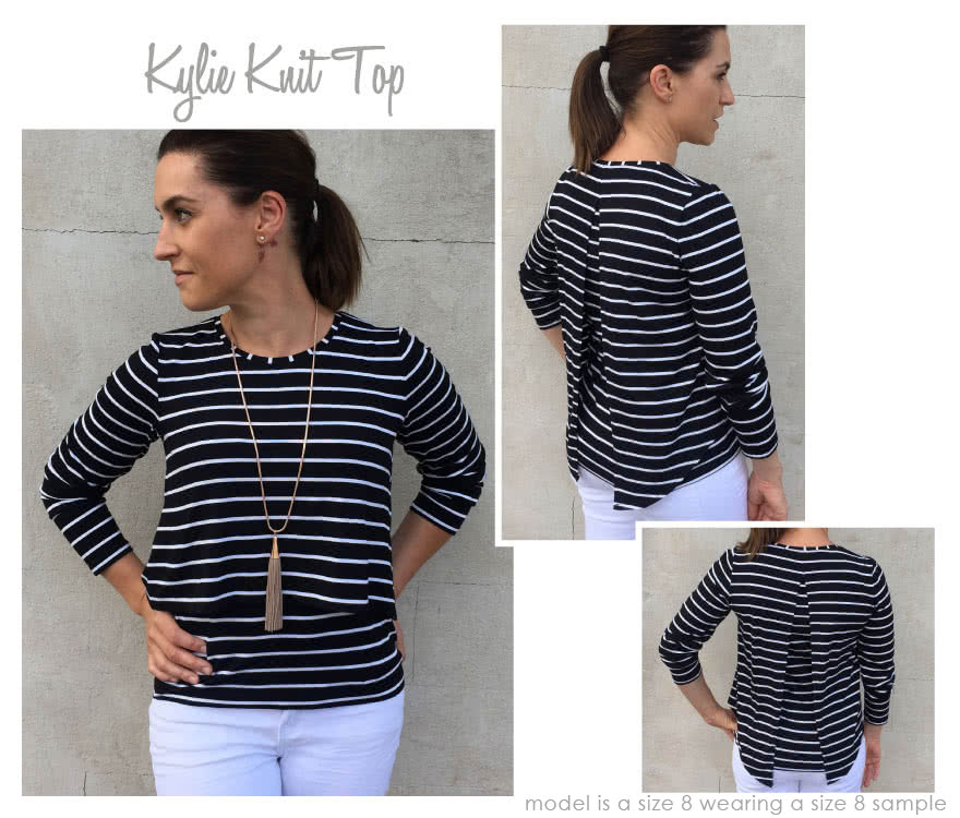 Kylie Knit Top Sewing Pattern By Style Arc - Knit top with an open back overlay