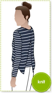 Kylie Knit Top Sewing Pattern By Style Arc - Knit top with an open back overlay