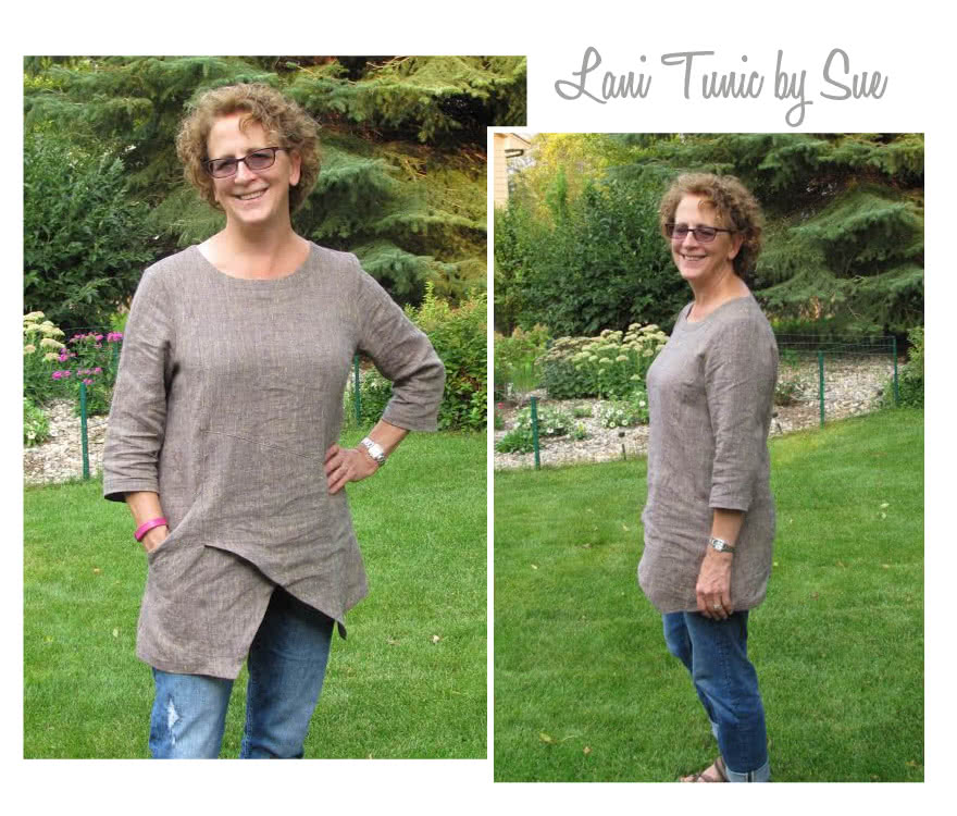 Lani Woven Tunic Sewing Pattern By Sue And Style Arc - Gorgeous tunic with asymmetrical design lines and ¾ sleeves