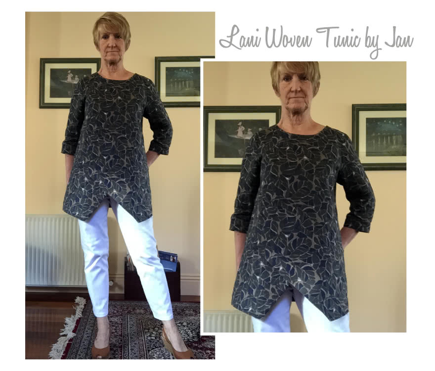 Lani Woven Tunic Sewing Pattern By Jan And Style Arc - Gorgeous tunic with asymmetrical design lines and ¾ sleeves