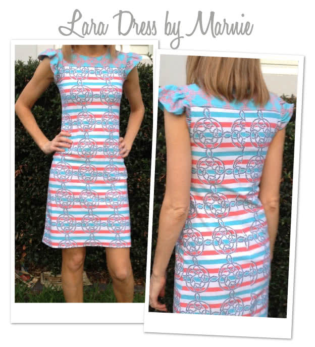 Laura Knit Dress Sewing Pattern By Marnie And Style Arc - Simple pull on dress with contrast yoke & sleeves