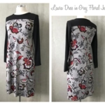Laura Dress + Grey Floral Print Jersey Sewing Pattern Fabric Bundle By Style Arc