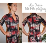 Lea Dress + Red Poles Print Jersey Sewing Pattern Fabric Bundle By Style Arc