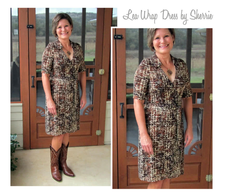 Lea Knit Wrap Dress Sewing Pattern By Sherrie And Style Arc - New wrap dress with collar and elbow length sleeve