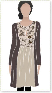 Libby Dress Sewing Pattern By Style Arc - Simple pull on dress with contrast yoke & sleeves