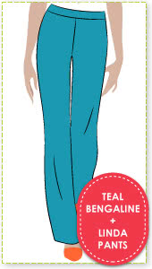 Linda Pant + Teal Bengaline Sewing Pattern Fabric Bundle By Style Arc - Linda Pant pattern + Teal bengaline fabric bundle