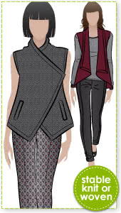 Lizzie Wrap Sewing Pattern By Style Arc - Stylish wrap top with stud opening and welted pockets