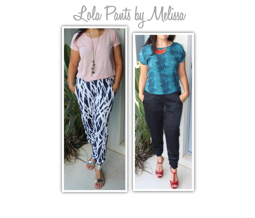 Lola Pant Sewing Pattern By Melissa And Style Arc - Casual elastic waist pant with pockets & back hem detail