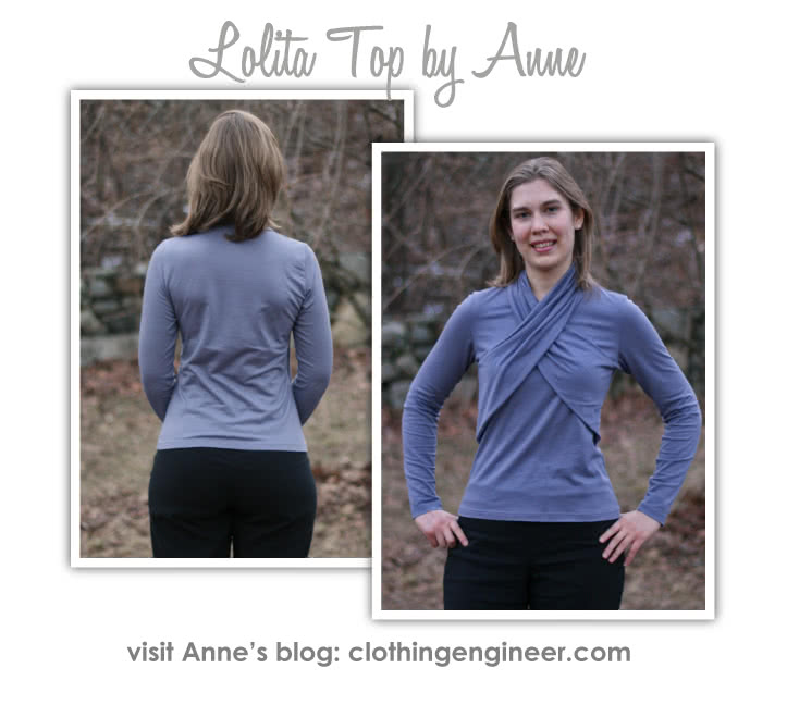 Lolita Knit Top Sewing Pattern By Anne And Style Arc - Gorgeous knit top with beautiful wrap collar