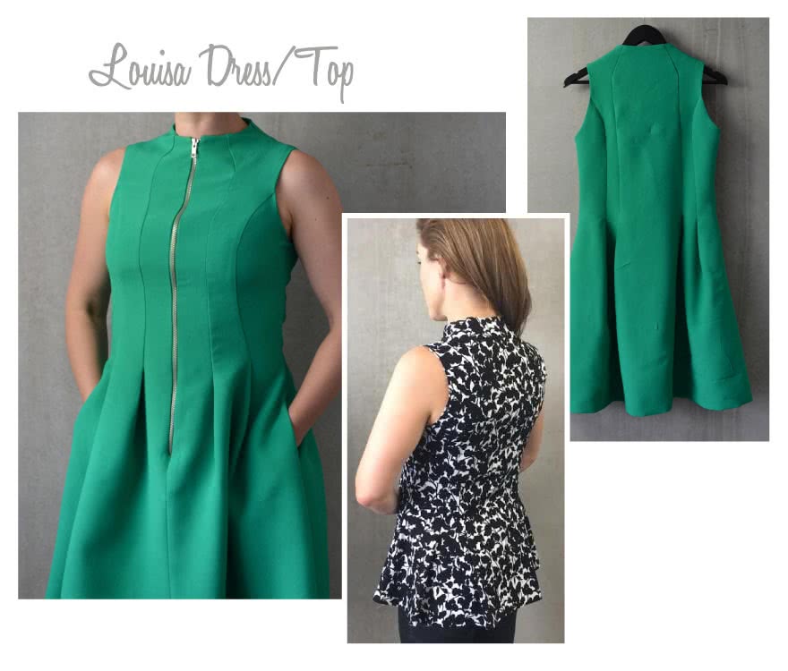 Louisa Dress / Top Sewing Pattern By Style Arc - Fun dress with gorgeous design lines and front zip, or cut it shorter to make a fabulous on trend peplum top.