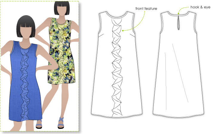 Martine Dress / Top Sewing Pattern By Style Arc - Beautiful but simple pleated trim front slip on dress/top