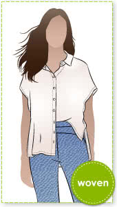 Maude Tunic Sewing Pattern By Style Arc - Clever shirt style tunic with extended shoulder line.