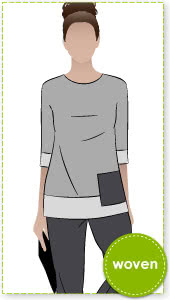 Maddie Top Sewing Pattern By Style Arc - Colour-blocked tunic with trendy all in one body & sleeve